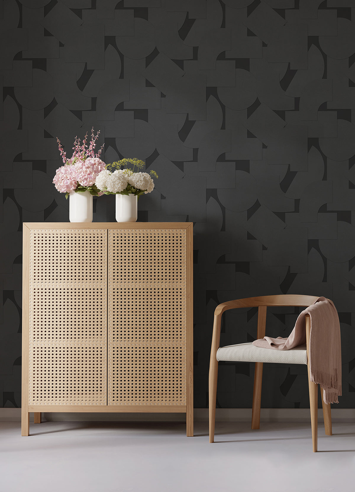 Black Bas Geometric Peel and Stick Wallpaper - Brewster Wallcovering