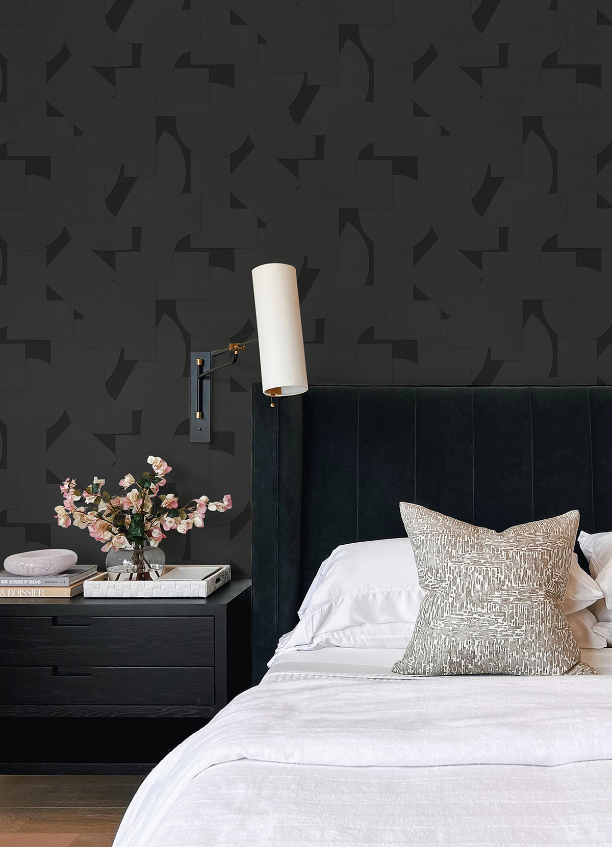 Black Bas Geometric Peel and Stick Wallpaper  | Brewster Wallcovering - The WorkRm