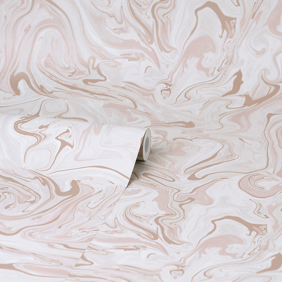 Blush Marble Swirl Peel and Stick Wallpaper - Brewster Wallcovering