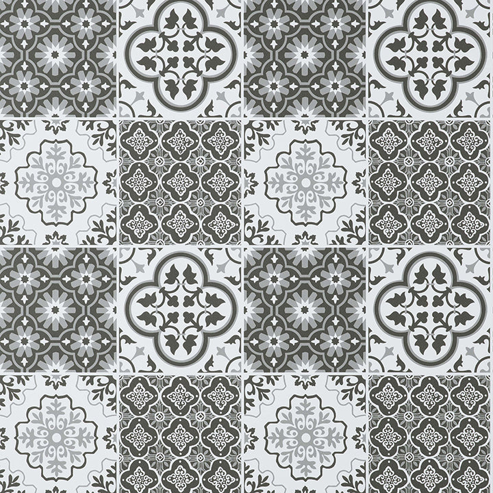 Picture of Charcoal Lisbon Tile Peel and Stick Wallpaper