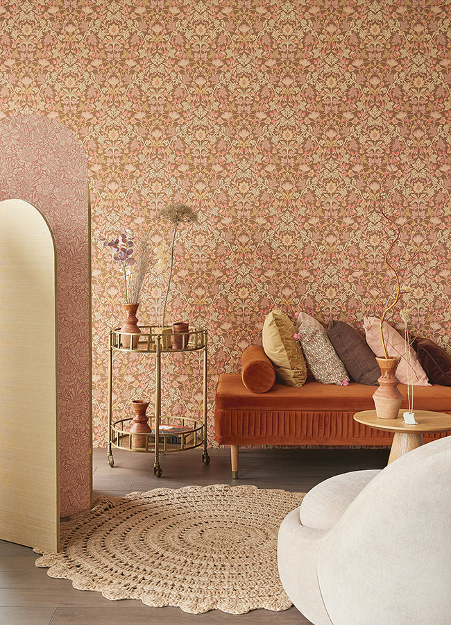 Lila Pink Strawberry Floral Wallpaper  | Brewster Wallcovering - The WorkRm