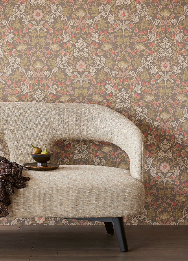 Lila Moss Strawberry Floral Wallpaper  | Brewster Wallcovering - The WorkRm