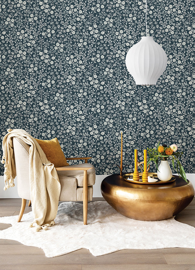 Liana Indigo Trail Wallpaper  | Brewster Wallcovering - The WorkRm