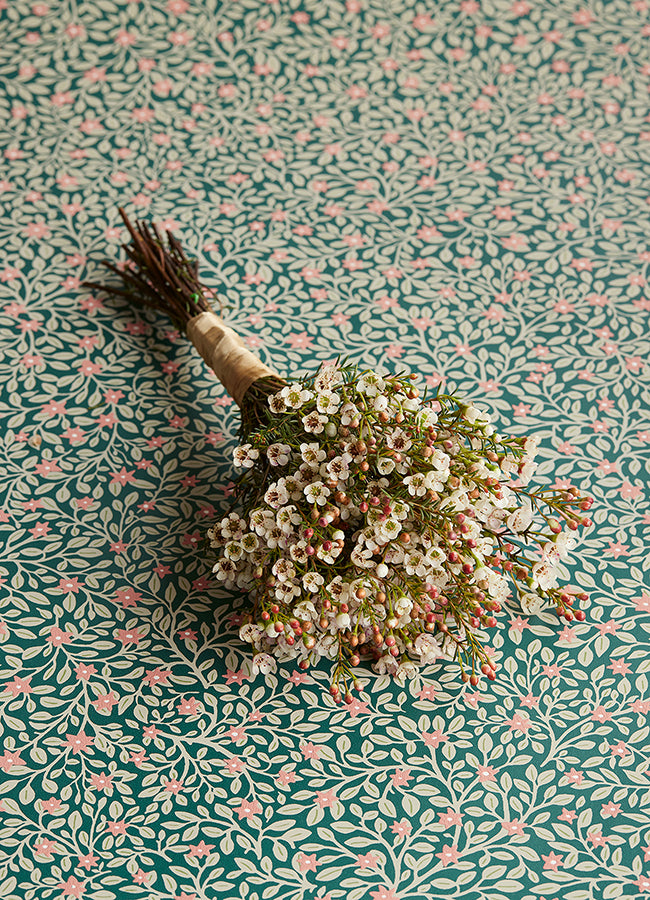 Marguerite Indigo Floral Wallpaper  | Brewster Wallcovering
