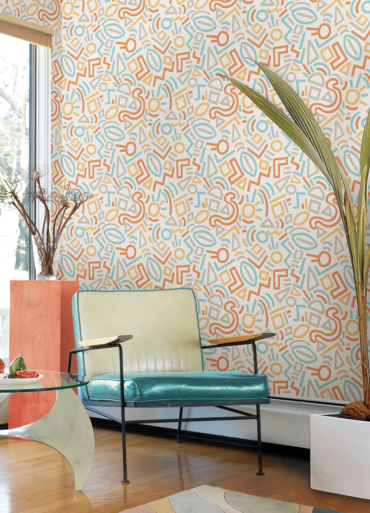 Multi Doodle Abstract Peel and Stick Wallpaper  | Brewster Wallcovering
