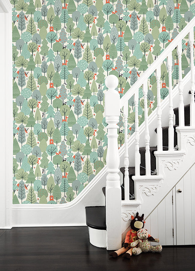 Quillen Green Forest Wallpaper  | Brewster Wallcovering - The WorkRm