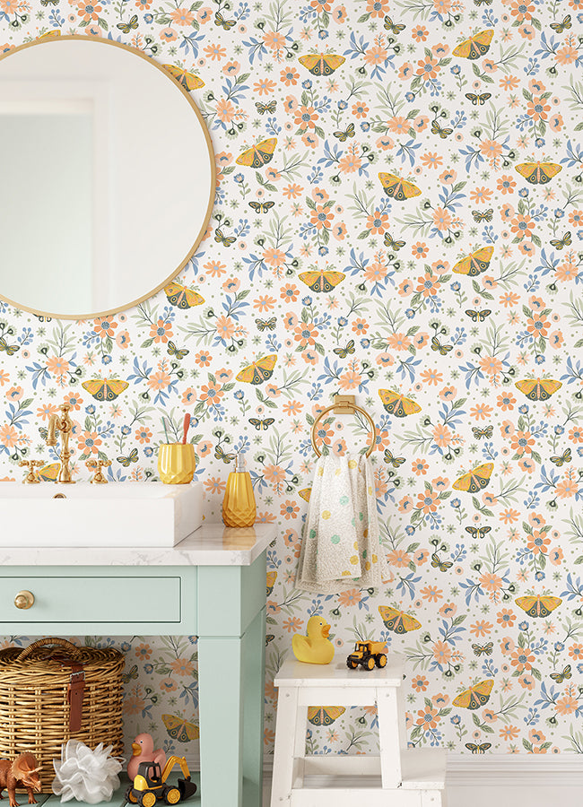 Zev Coral Butterfly Wallpaper  | Brewster Wallcovering - The WorkRm