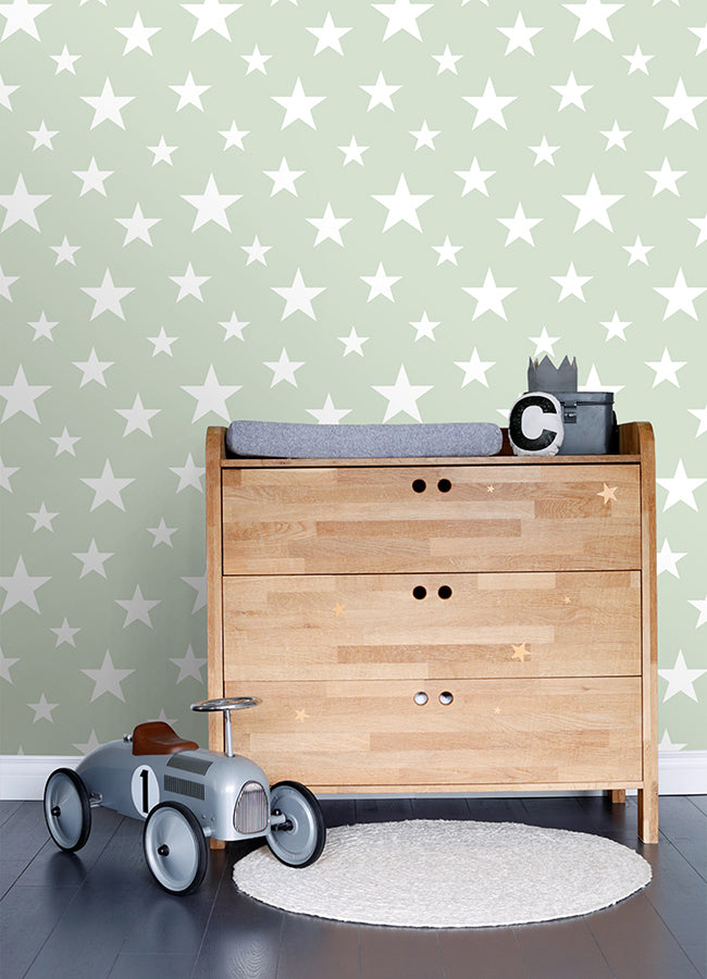 Amira Sage Stars Wallpaper  | Brewster Wallcovering - The WorkRm