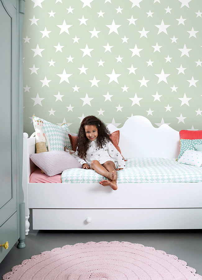 Amira Sage Stars Wallpaper  | Brewster Wallcovering - The WorkRm