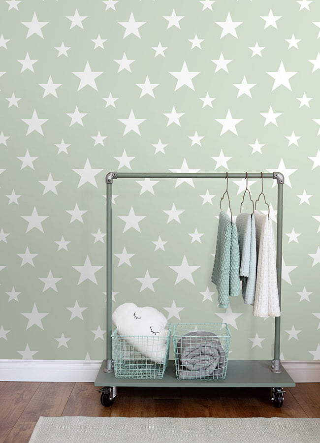 Amira Sage Stars Wallpaper  | Brewster Wallcovering - The WorkRm