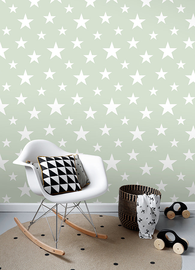 Amira Sage Stars Wallpaper  | Brewster Wallcovering - The WorkRm