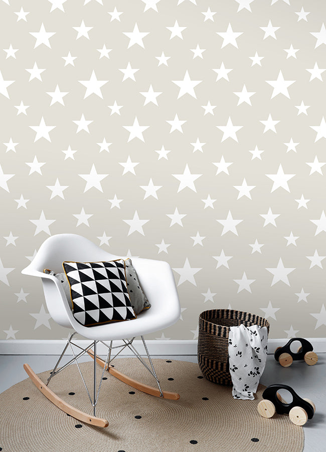 Amira Taupe Stars Wallpaper  | Brewster Wallcovering - The WorkRm