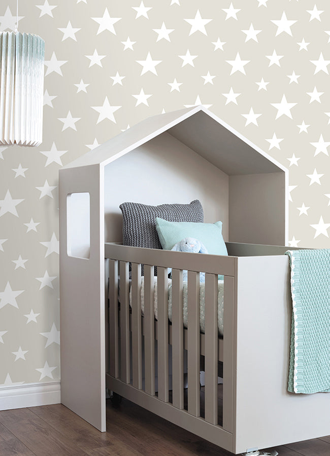 Amira Taupe Stars Wallpaper  | Brewster Wallcovering - The WorkRm