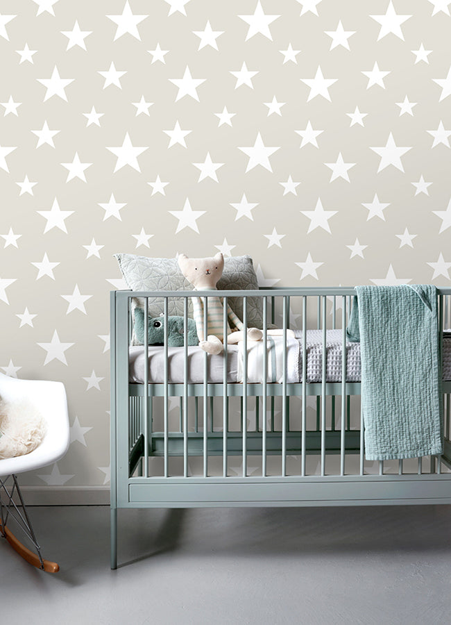 Amira Taupe Stars Wallpaper  | Brewster Wallcovering - The WorkRm