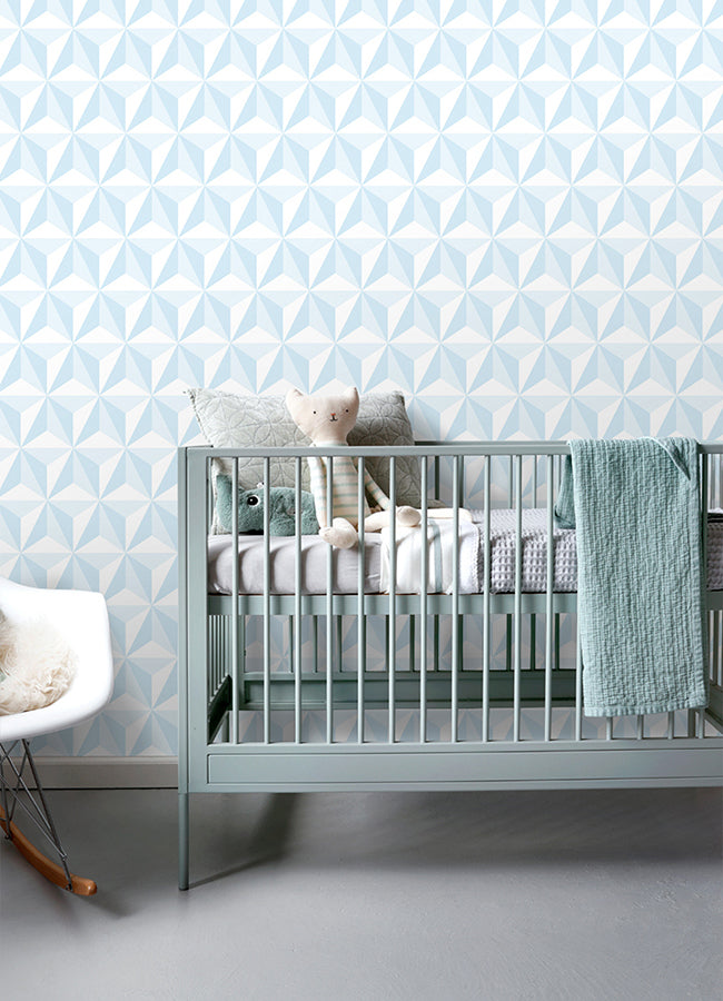 Adella Sky Blue Geometric Wallpaper  | Brewster Wallcovering - The WorkRm