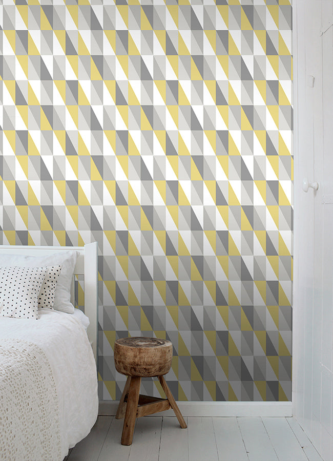 Inez Mustard Geometric Wallpaper  | Brewster Wallcovering - The WorkRm