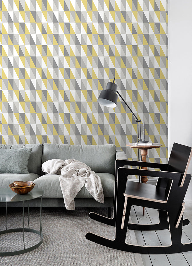 Inez Mustard Geometric Wallpaper  | Brewster Wallcovering - The WorkRm