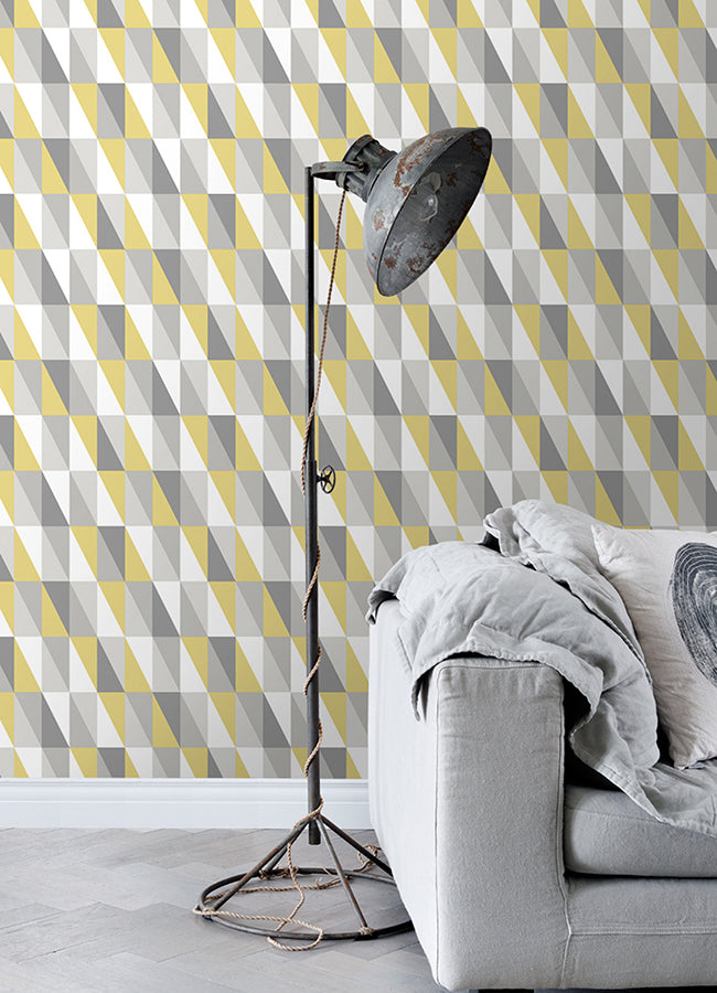 Inez Mustard Geometric Wallpaper  | Brewster Wallcovering - The WorkRm