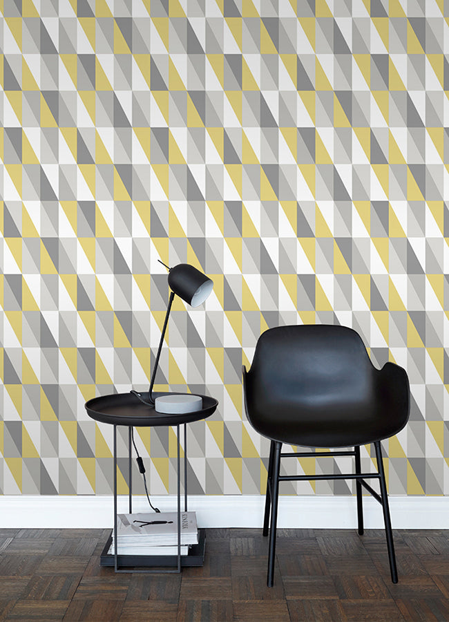 Inez Mustard Geometric Wallpaper  | Brewster Wallcovering - The WorkRm