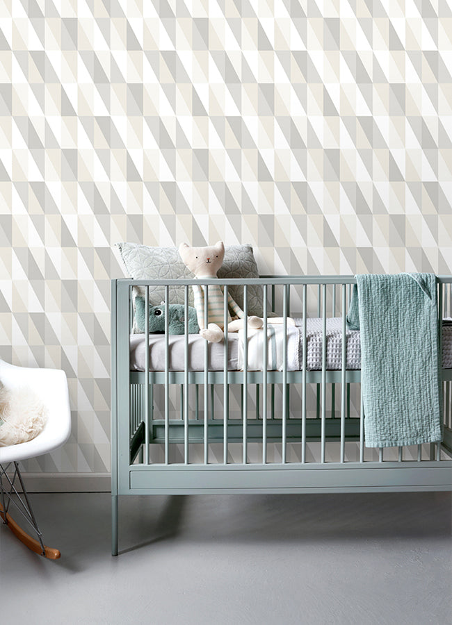 Inez Neutral Geometric Wallpaper - Brewster Wallcovering