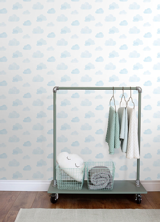 Irie Blue Clouds Wallpaper  | Brewster Wallcovering - The WorkRm