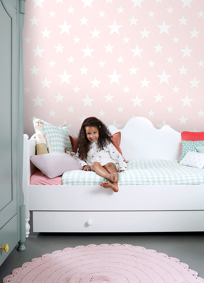 Amira Pink Stars Wallpaper  | Brewster Wallcovering - The WorkRm