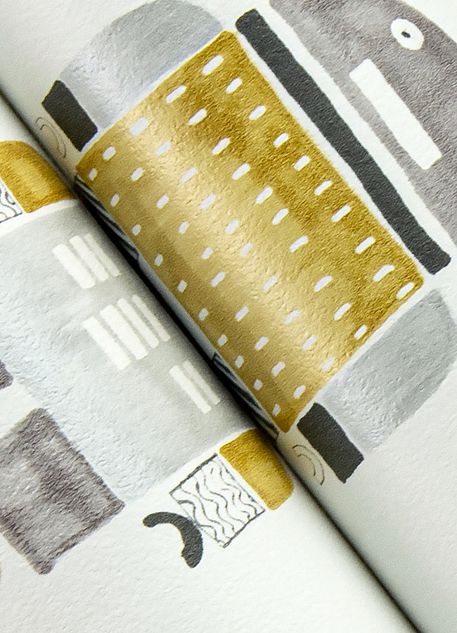 Callum Gold Robots Wallpaper  | Brewster Wallcovering - The WorkRm