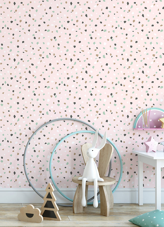 Ona Pink Terrazzo Wallpaper  | Brewster Wallcovering - The WorkRm