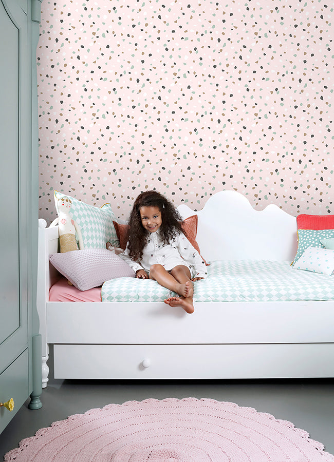 Ona Pink Terrazzo Wallpaper  | Brewster Wallcovering - The WorkRm