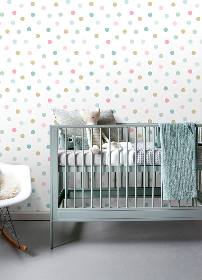 Jubilee Multicolor Dots Wallpaper  | Brewster Wallcovering