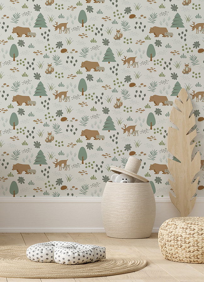 Finola Moss Bears Wallpaper  | Brewster Wallcovering - The WorkRm