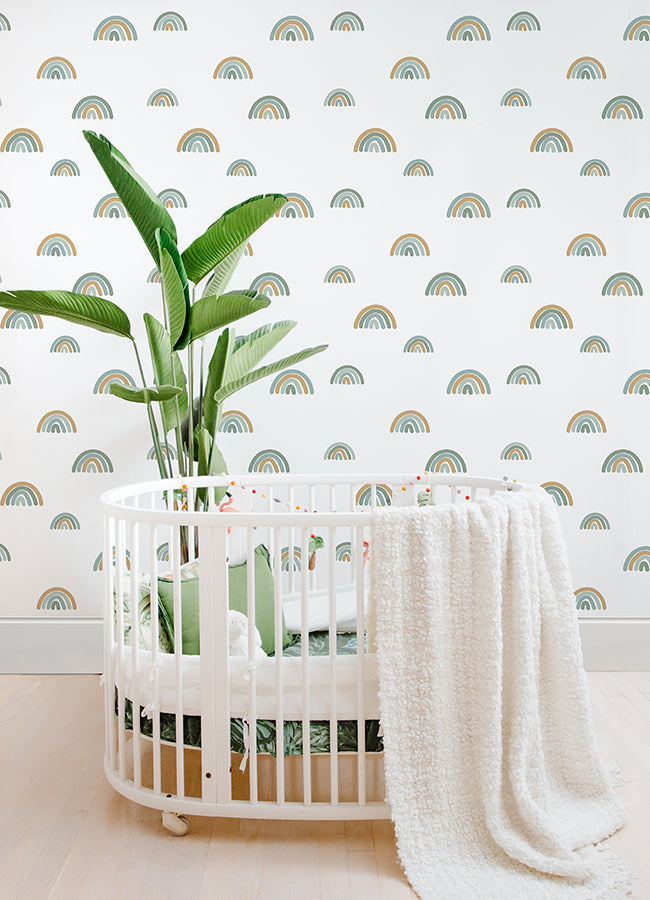 Joss Teal Rainbow Wallpaper  | Brewster Wallcovering - The WorkRm