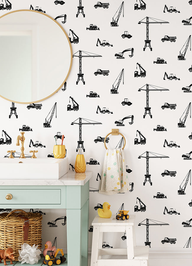 Eowyn Black Cranes Wallpaper  | Brewster Wallcovering