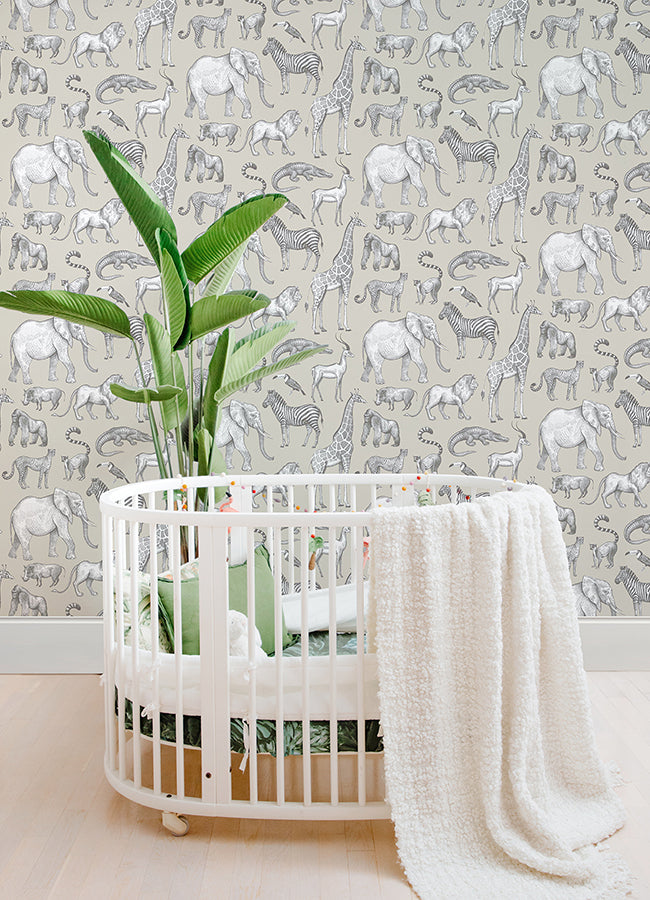 Kenji Taupe Safari Wallpaper  | Brewster Wallcovering - The WorkRm