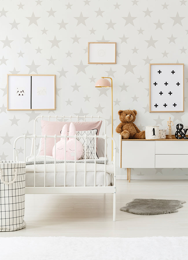 Amira Cream Stars Wallpaper - Brewster Wallcovering