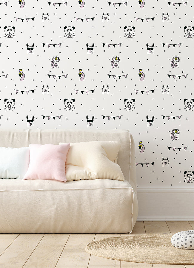 Orlow Pink Llama Wallpaper  | Brewster Wallcovering - The WorkRm