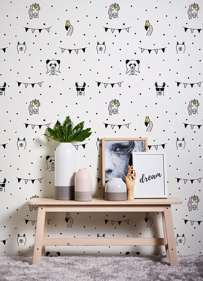 Orlow Pink Llama Wallpaper  | Brewster Wallcovering - The WorkRm