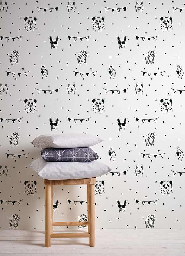 Orlow Black Llama Wallpaper  | Brewster Wallcovering - The WorkRm