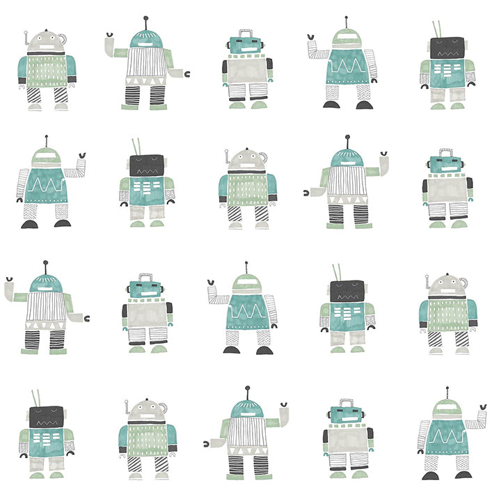 Picture of Callum Teal Robots Wallpaper