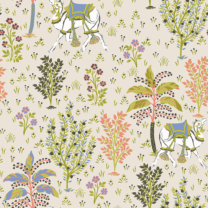 Picture of Linen Camel's Courtyard Peel and Stick Wallpaper