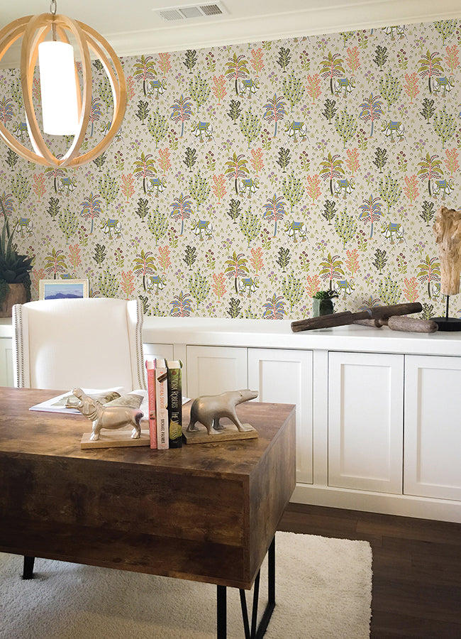 Linen Camel's Courtyard Peel and Stick Wallpaper  | Brewster Wallcovering - The WorkRm