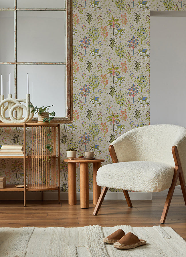 Linen Camel's Courtyard Peel and Stick Wallpaper - Brewster Wallcovering