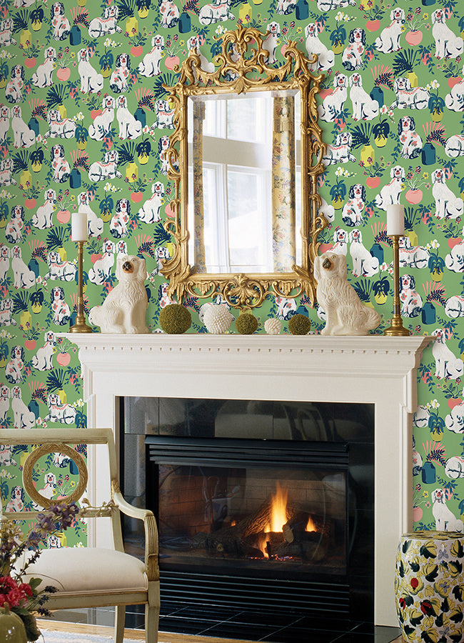 Jade Good Dog Peel and Stick Wallpaper - Brewster Wallcovering