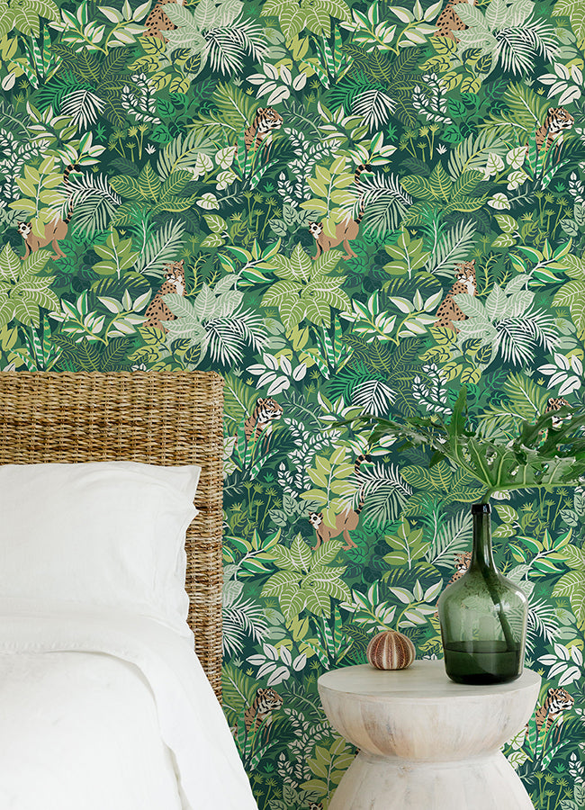 Sage Tropical Oasis Peel and Stick Wallpaper - Brewster Wallcovering