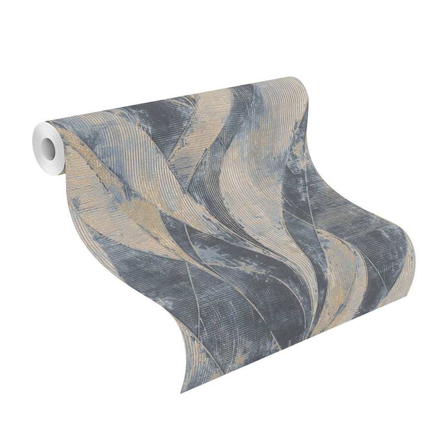 Blake Denim Leaf Wallpaper - Brewster Wallcovering