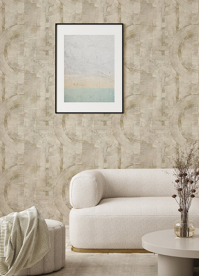 Abe Cream Geo Wallpaper - Brewster Wallcovering