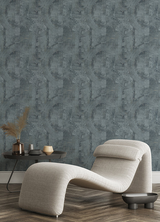 Abe Blue Geo Wallpaper  | Brewster Wallcovering - The WorkRm