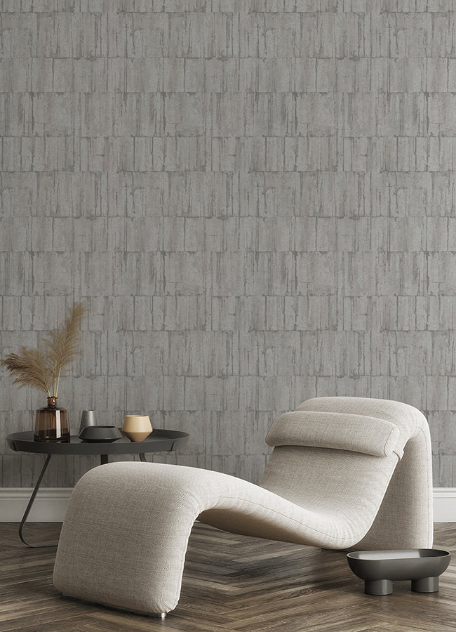 Buck Silver Horizontal Wallpaper - Brewster Wallcovering