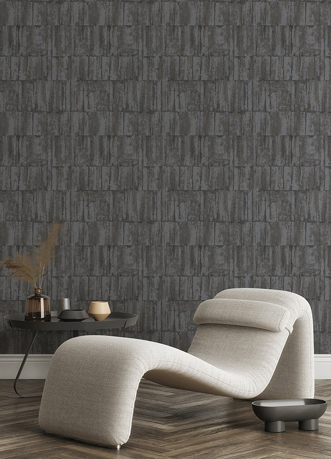 Buck Black Horizontal Wallpaper - Brewster Wallcovering