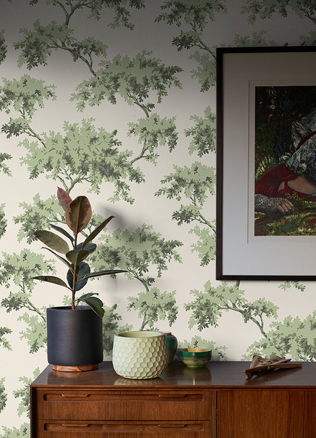 Sage Alder Peel and Stick Wallpaper - Brewster Wallcovering